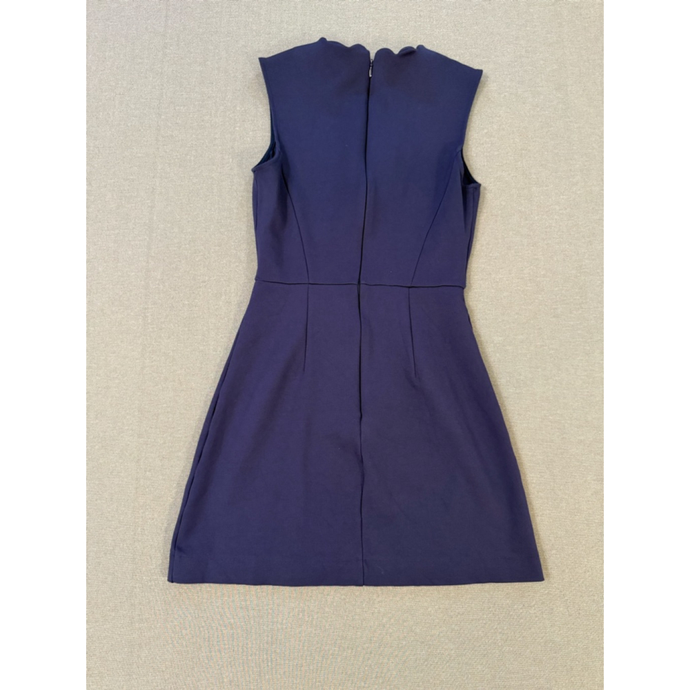 French Connection Lula Scallop V-Neck Navy Dress Size 0 - Picture 3 of 6